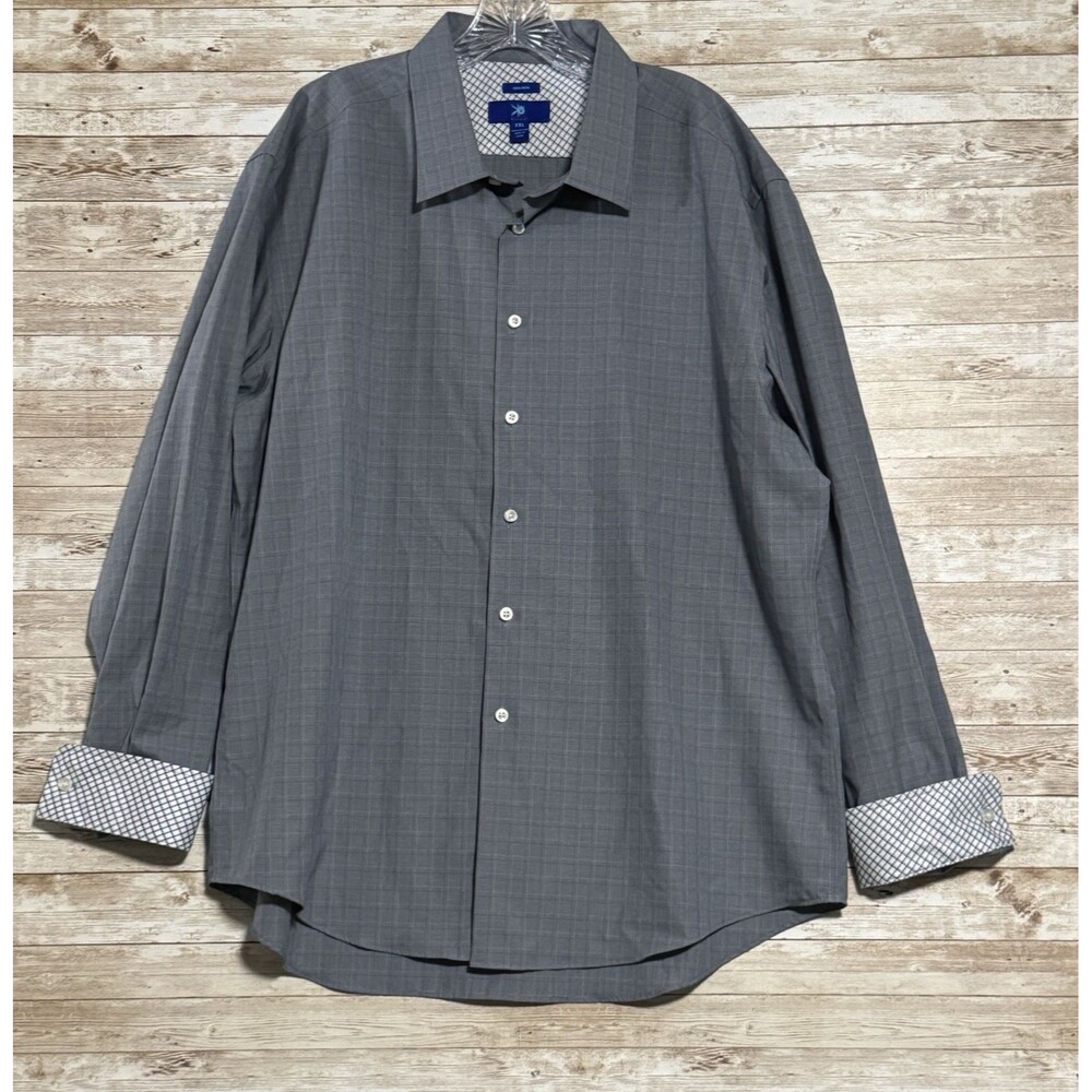 Egara Dress Shirt Mens XXL Gray Waffle Cuffed Long Sleeve Non Iron